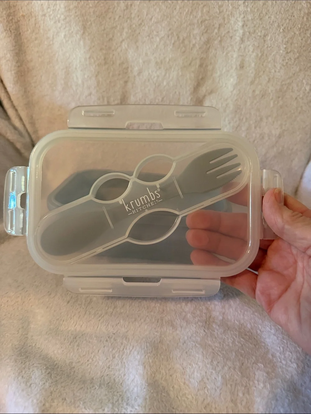 Clear Plastic Container and Collapsible Dish with Fork